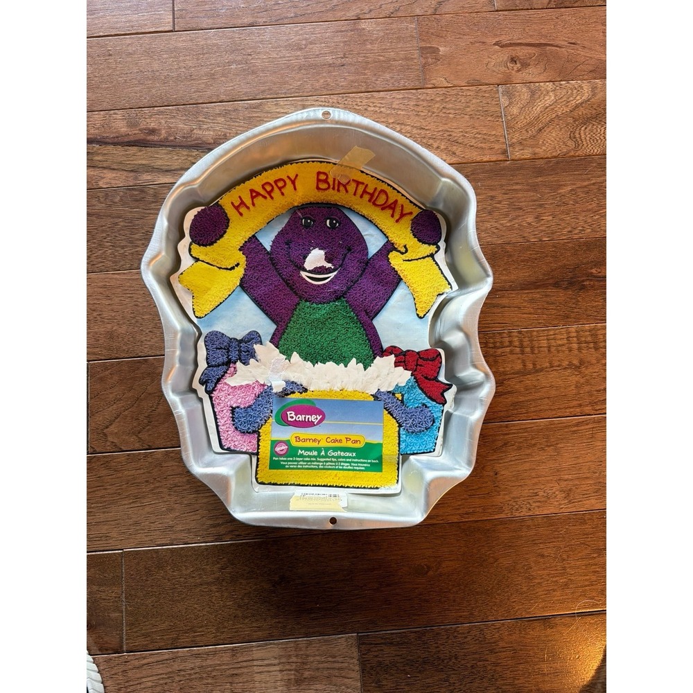 Vintage 1998, Wilton Barney the Purple Dinosaur Aluminum Cake Pan 90s Birthday
